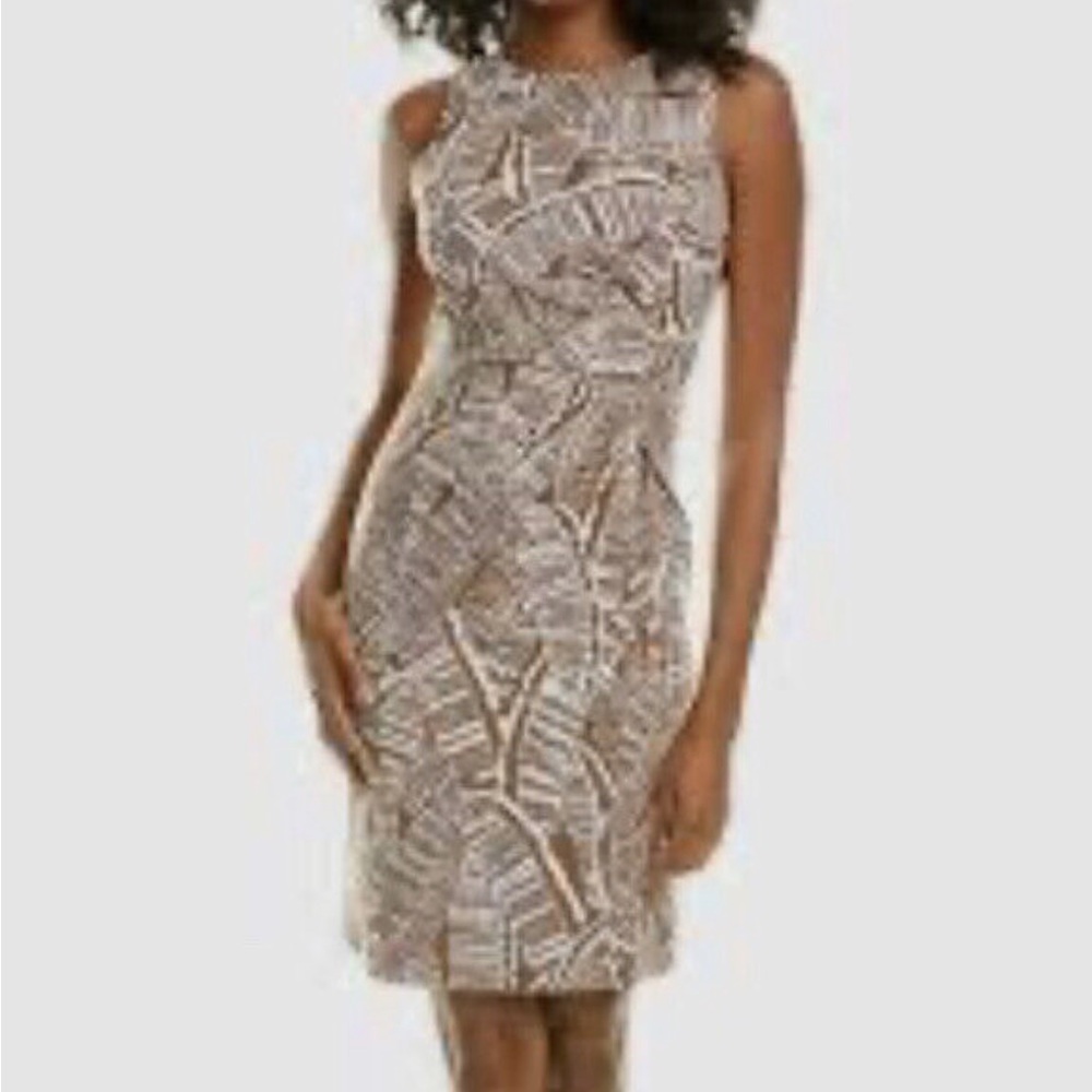 J. McLaughlin Palm Pattern Brown and White Dress Size 4
